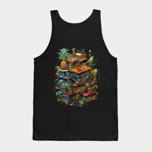 Crazy Pineaple Dream House Cool Isometric Game design Tank Top